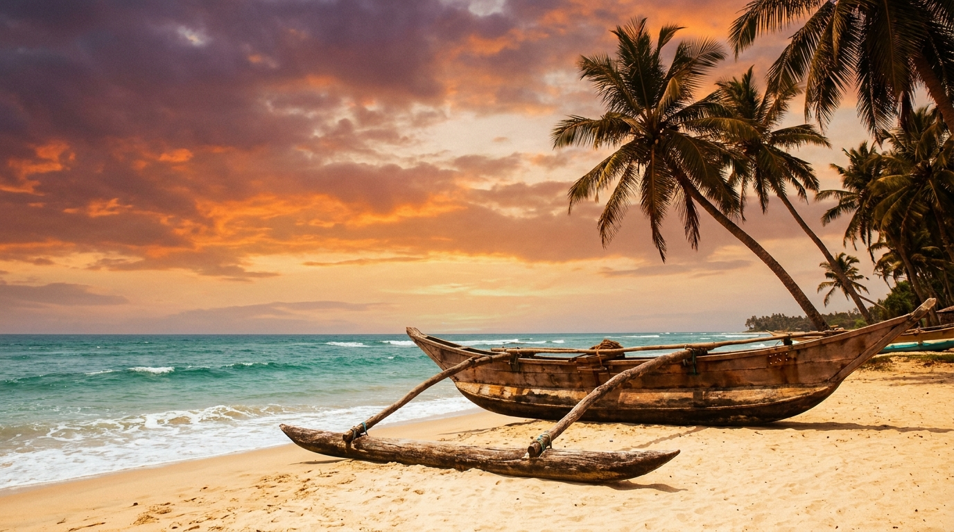 Tropical beach with palm trees